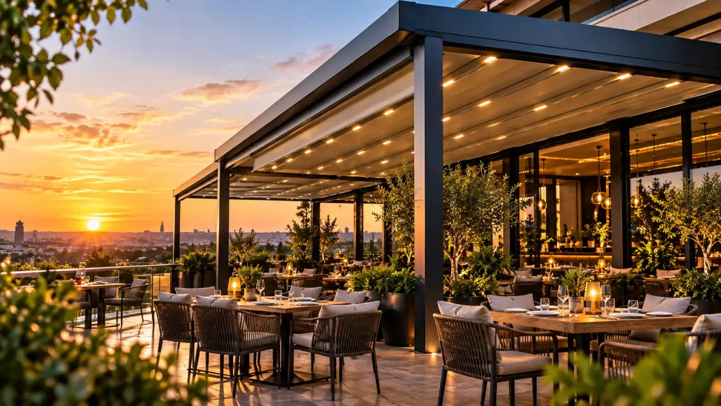 Kafe ve restoran tente sistemleri pergola uygulaması